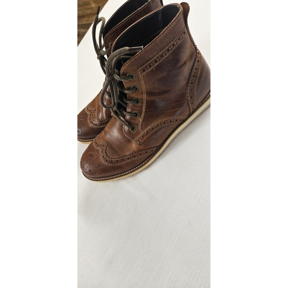 Crevo Boardwalk Men Leather Wingtip Boots Chestnut Brown CV1203-225 Size 10